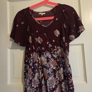 Maurices Burgundy Floral Blouse